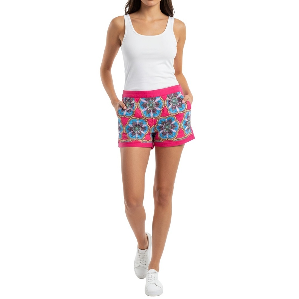 NICOLE MILLER Womens Shorty Shorts Size‎ 16 Hot Pink Mandala Print Boho